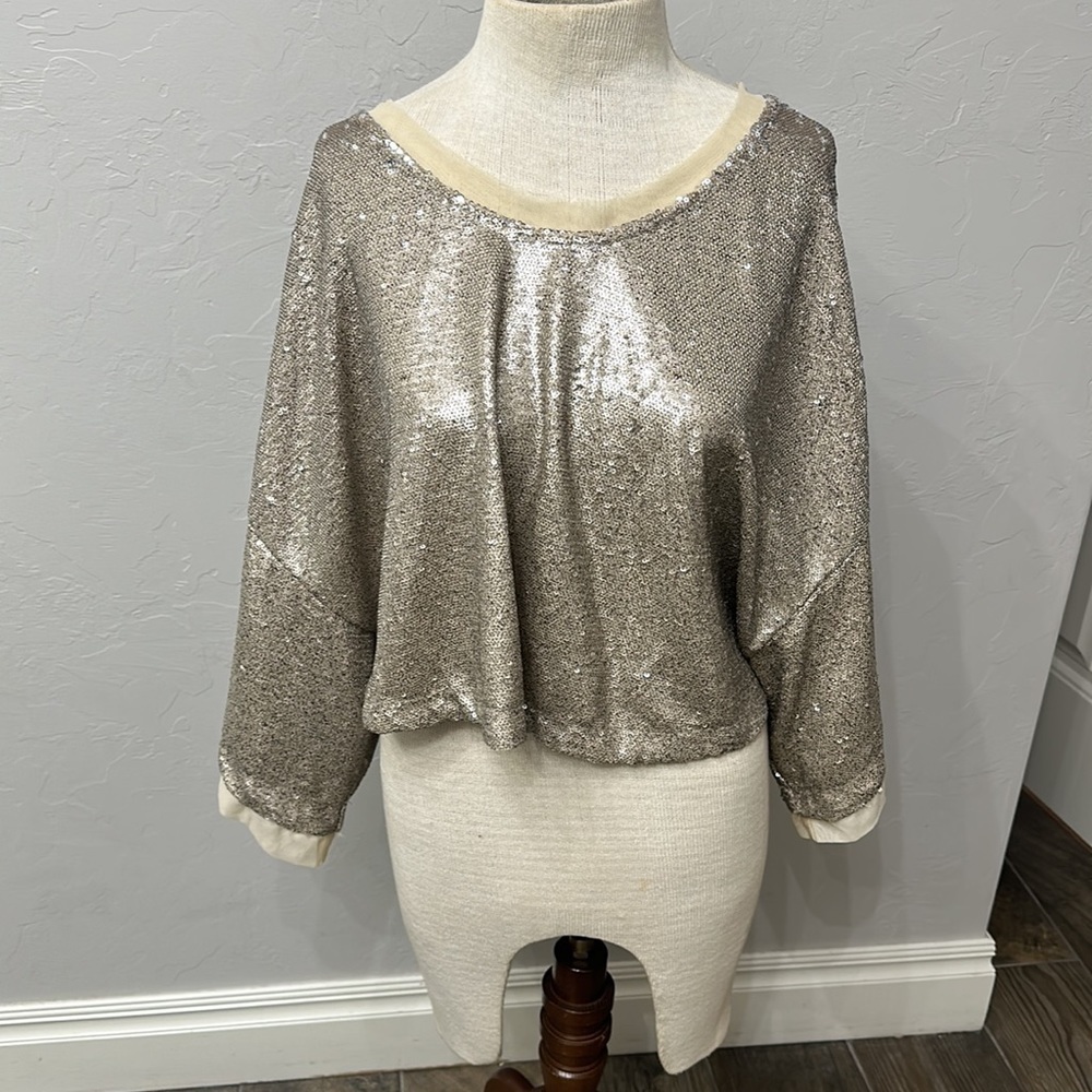 Free People gold sequin top size XS
